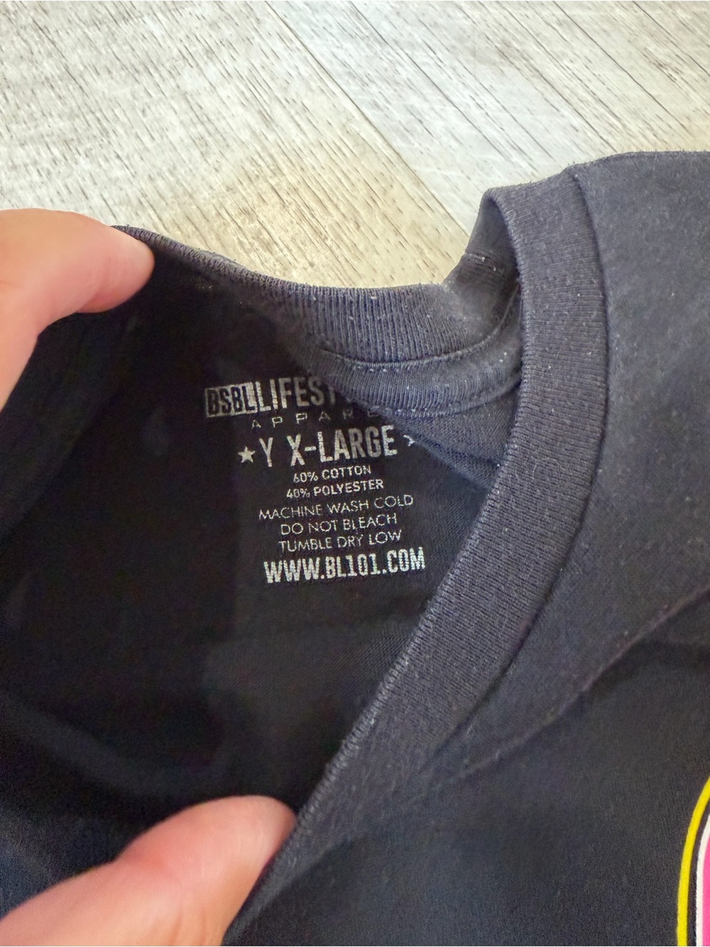 Black Short-Sleeve Tee with Pink & Yellow Badge - Picture 5 of 5
